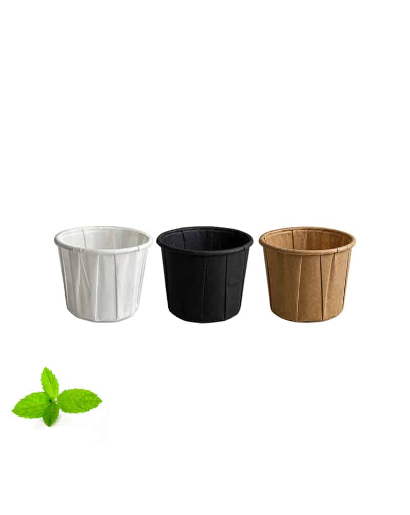 Sausbakje papier, 50 ml, wit, zwart en bruin